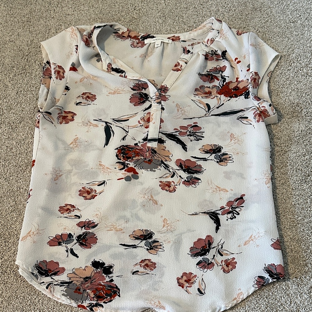 Fun 2 Fun Floral Blouse - Cream and Red